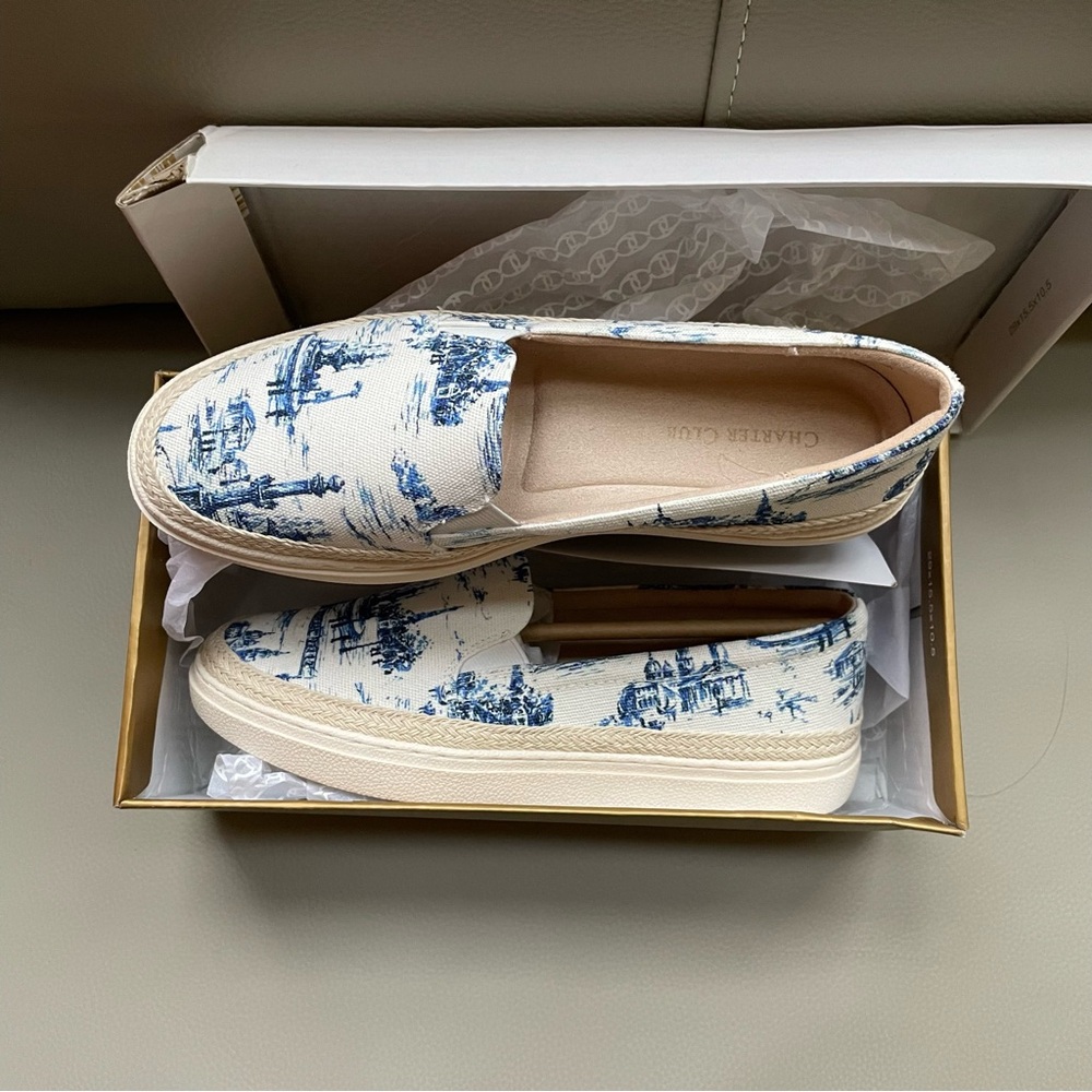 Charter Club Women's Scenic Blue Toile Loafers - Picture 7 of 7
